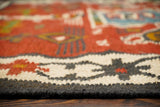 Red tribal aztec kilim rug corner detail