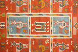 Red tribal aztec kilim rug outdoor patio setting