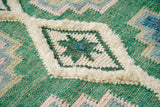 Full flat lay of sage green Moroccan rug