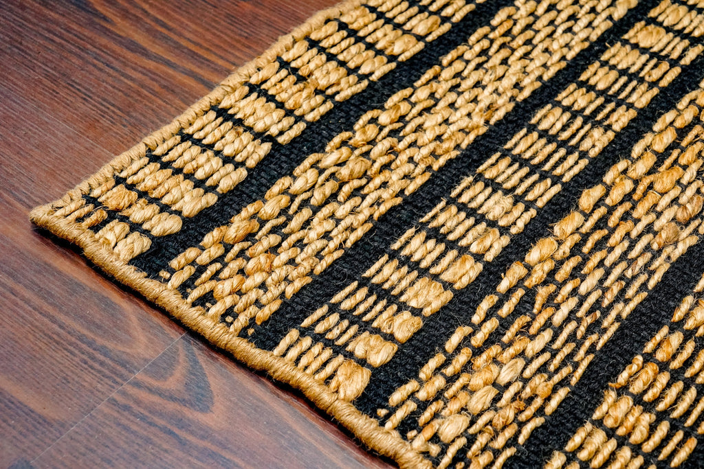 Natural Ribbed Striped Sustainable Jute area rug, Eco-Friendly Modern decor jute rug, Custom made in all sizes