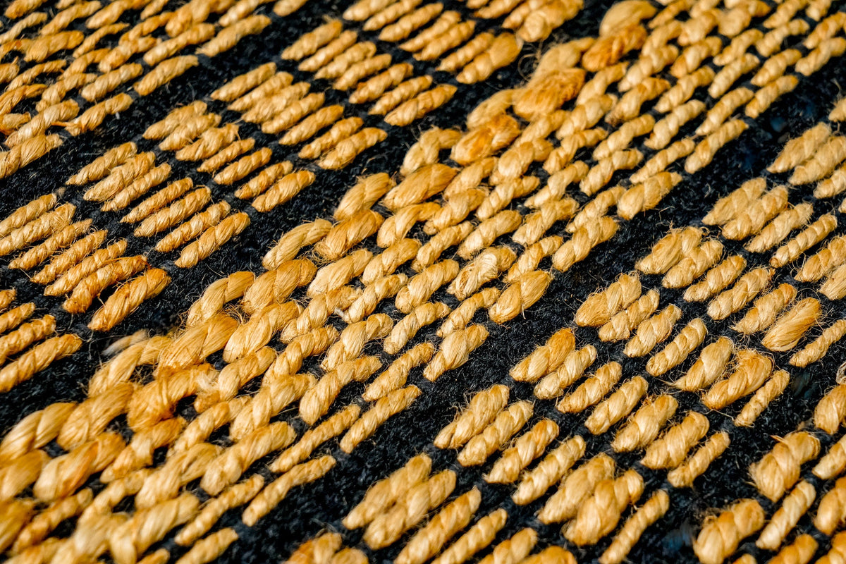 Ribbed jute rug full size overhead view
