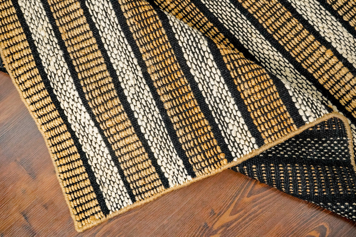 Natural jute cotton rug pile close-up