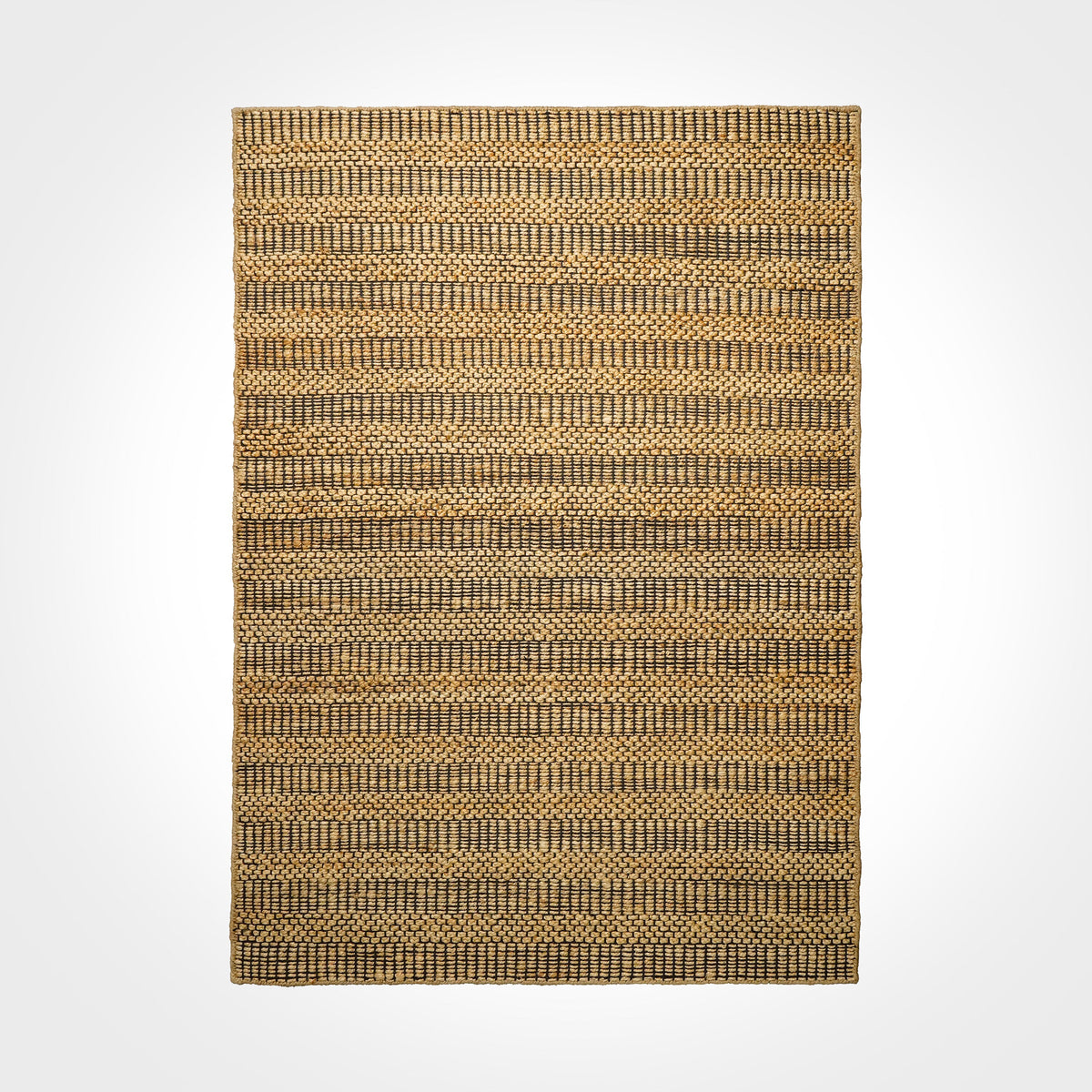 Black jute rug in entryway setting