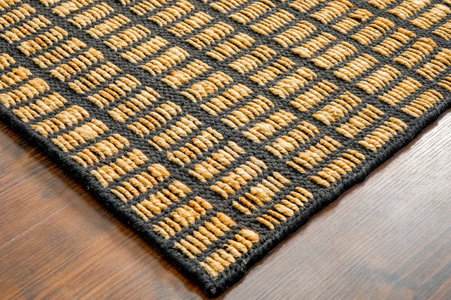 Handwoven jute grid rug styled in a living room