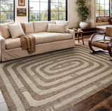 Brown and beige wool kilim rug, full flat view