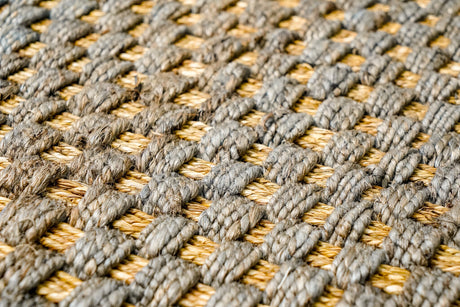 Hand Woven Chunky Grey Jute Area Rug - Eco-Friendly sustainable Farmhouse decor - Customization available