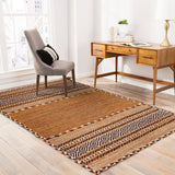 Brown kilim rug pile close-up texture