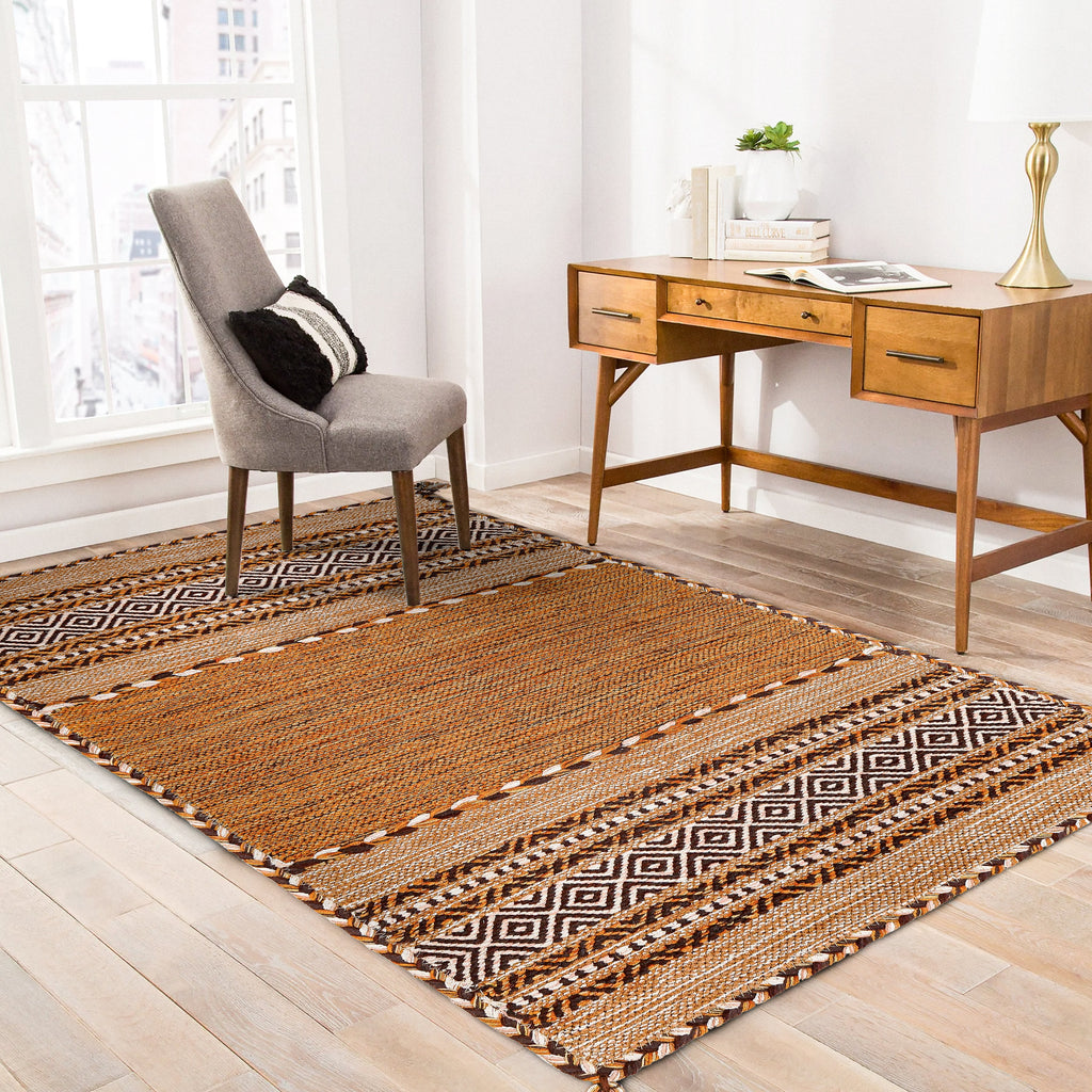 Brown Kilim Rug, Indian hand woven Ethnic Moroccan style Bohemian room decor Rug, Pet Friendly decor carpet