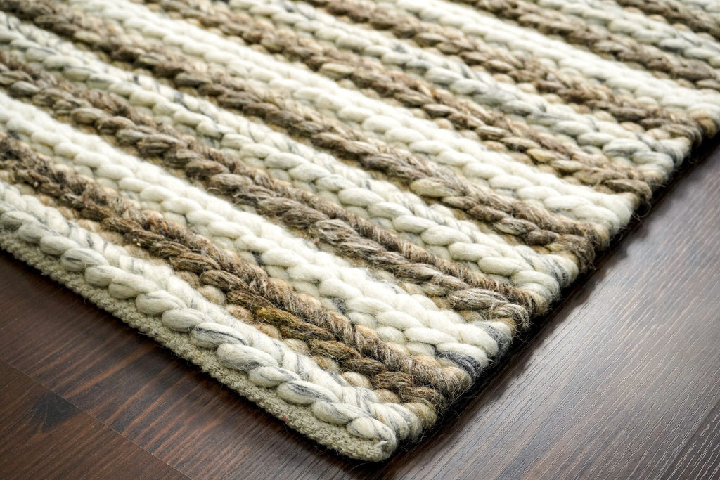 Hand woven Multi Pattern Scandinavian Chunky Knitted Rug - Brown, Grey & Ivory, Cozy Texture, Custom mad in all sizes