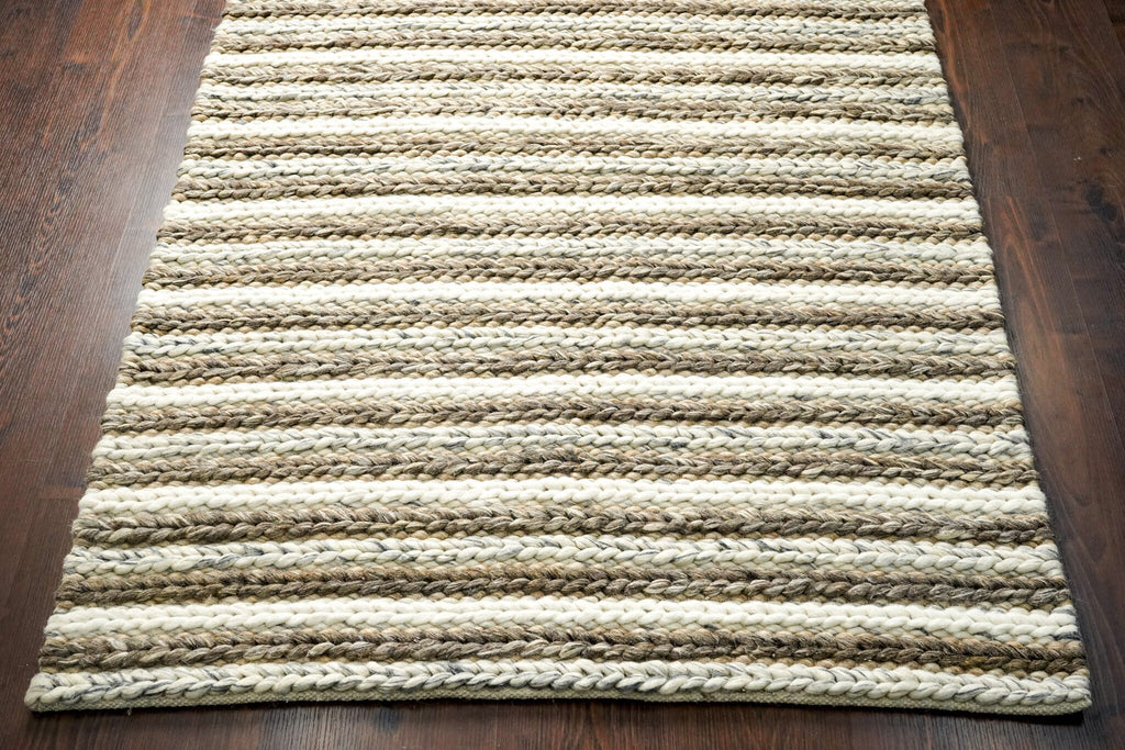 Hand woven Multi Pattern Scandinavian Chunky Knitted Rug - Brown, Grey & Ivory, Cozy Texture, Custom mad in all sizes