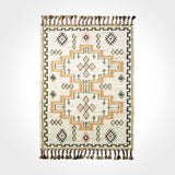 Ivory kilim rug in a bohemian living room