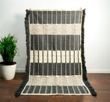 Close-up of flatweave stripe texture
