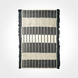 Rug styled under scandinavian furniture