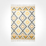 Fringe and braided edge detail of Aztec rug
