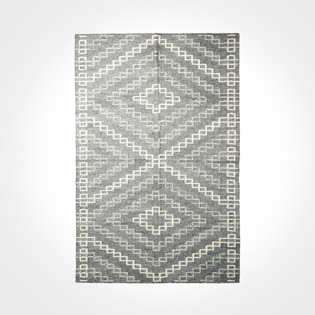 Handwoven Grey Abstract Style Modern Flat weave Scandinavian decor wool rug, Custom made in all sizes