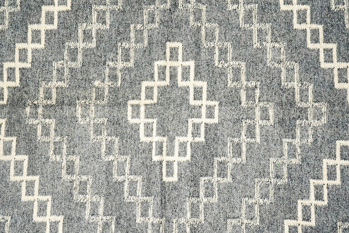 Grey abstract rug in a Scandinavian styled room
