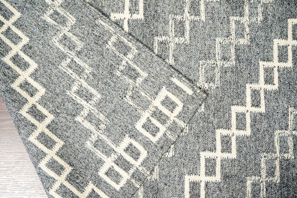 Handwoven Grey Abstract Style Modern Flat weave Scandinavian decor wool rug, Custom made in all sizes