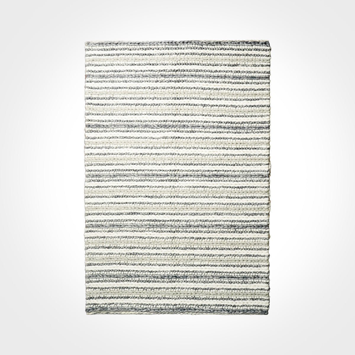 Grey and ivory chunky loop wool rug pile detail