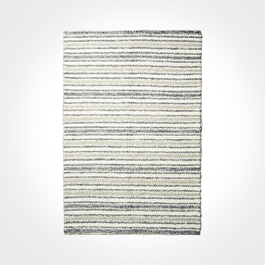 Handwoven Chunky loop Scandinavian Multi Knitted wool Rug - Grey & Ivory, High Pile, soft, Custom made in all sizes