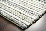 Grey and ivory chunky loop wool rug corner detail