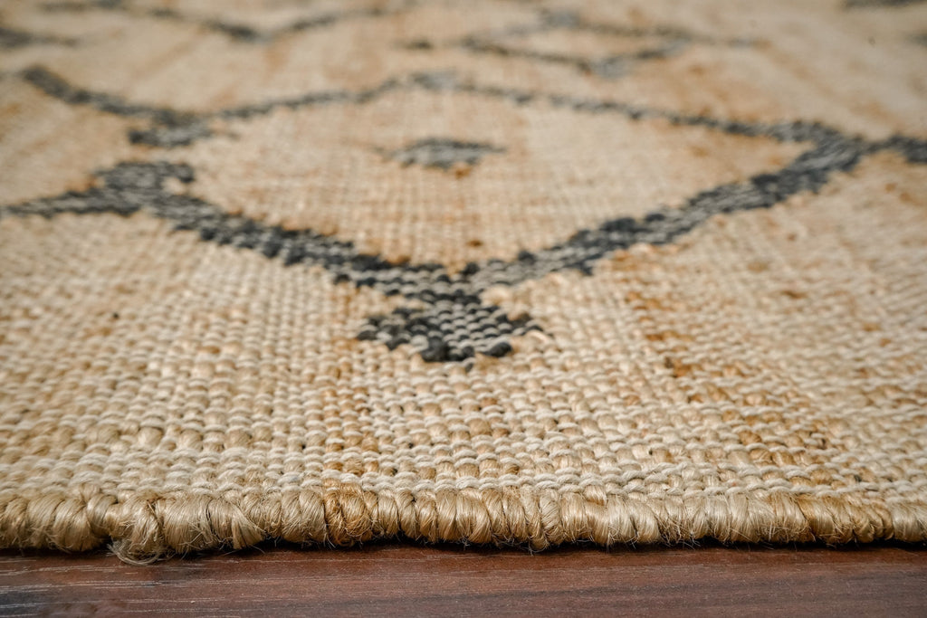 Handwoven Tribal motif Natural Bohemian Flat weave Summer room decor Jute area Rug, Custom made in all rug and runner size