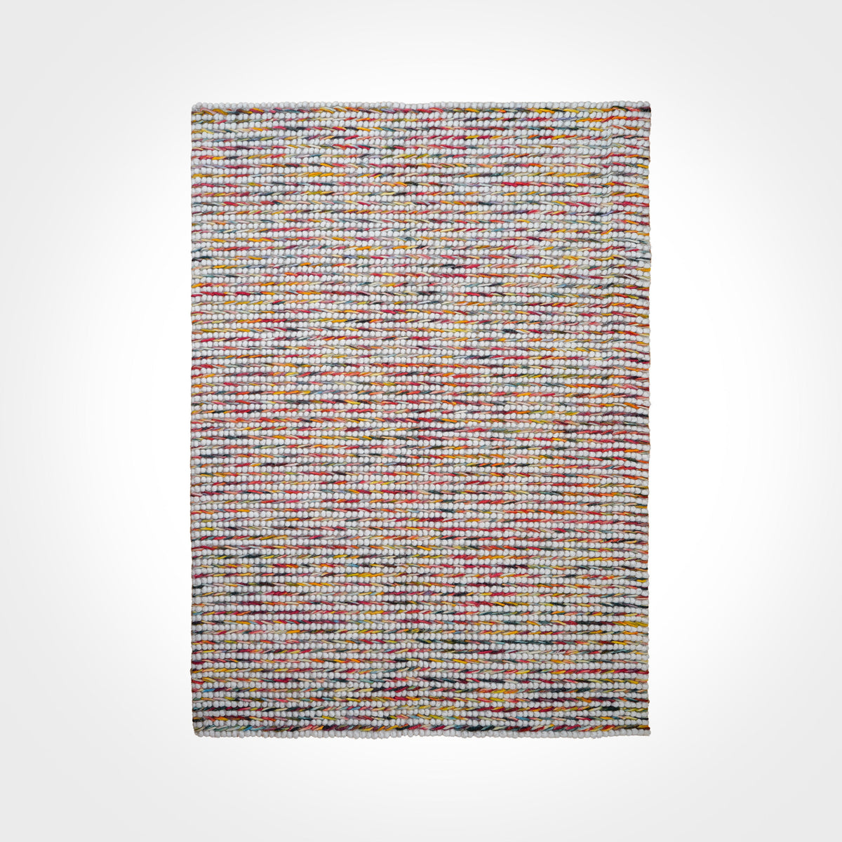 Colourful wool rug size scale reference