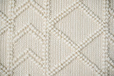 Abstract ivory chunky wool rug corner detail