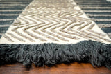 Grey striped rug weave close-up