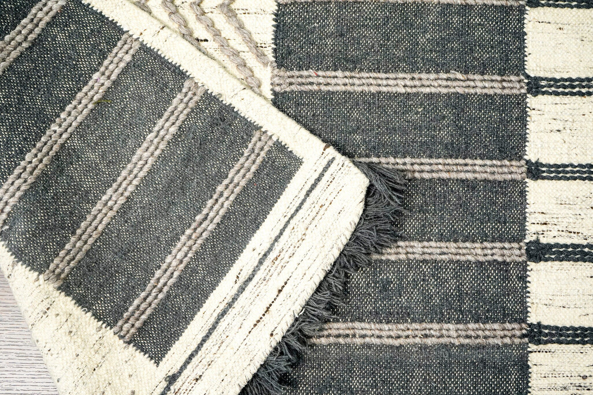 Full-size view of grey striped rug