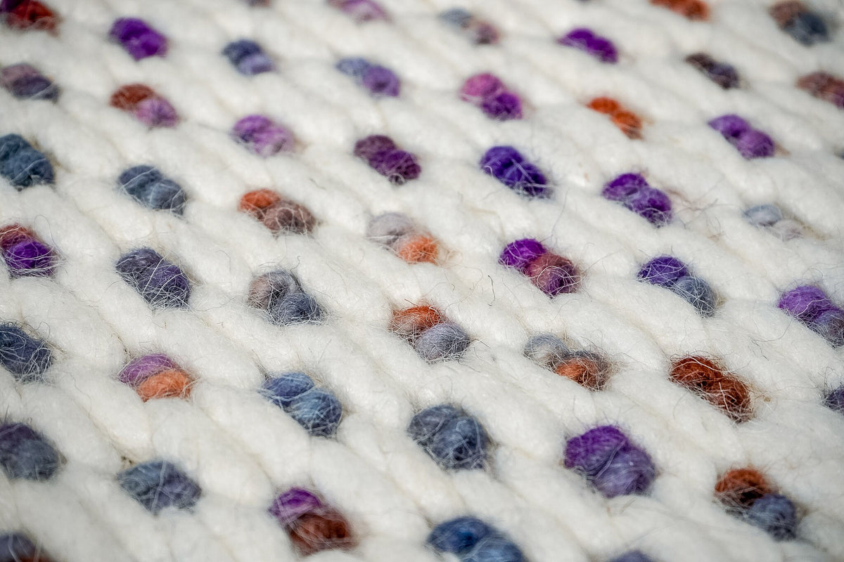 Chunky wool rug placed in a bedroom