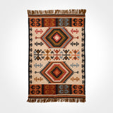 Beige southwestern kilim rug texture close-up