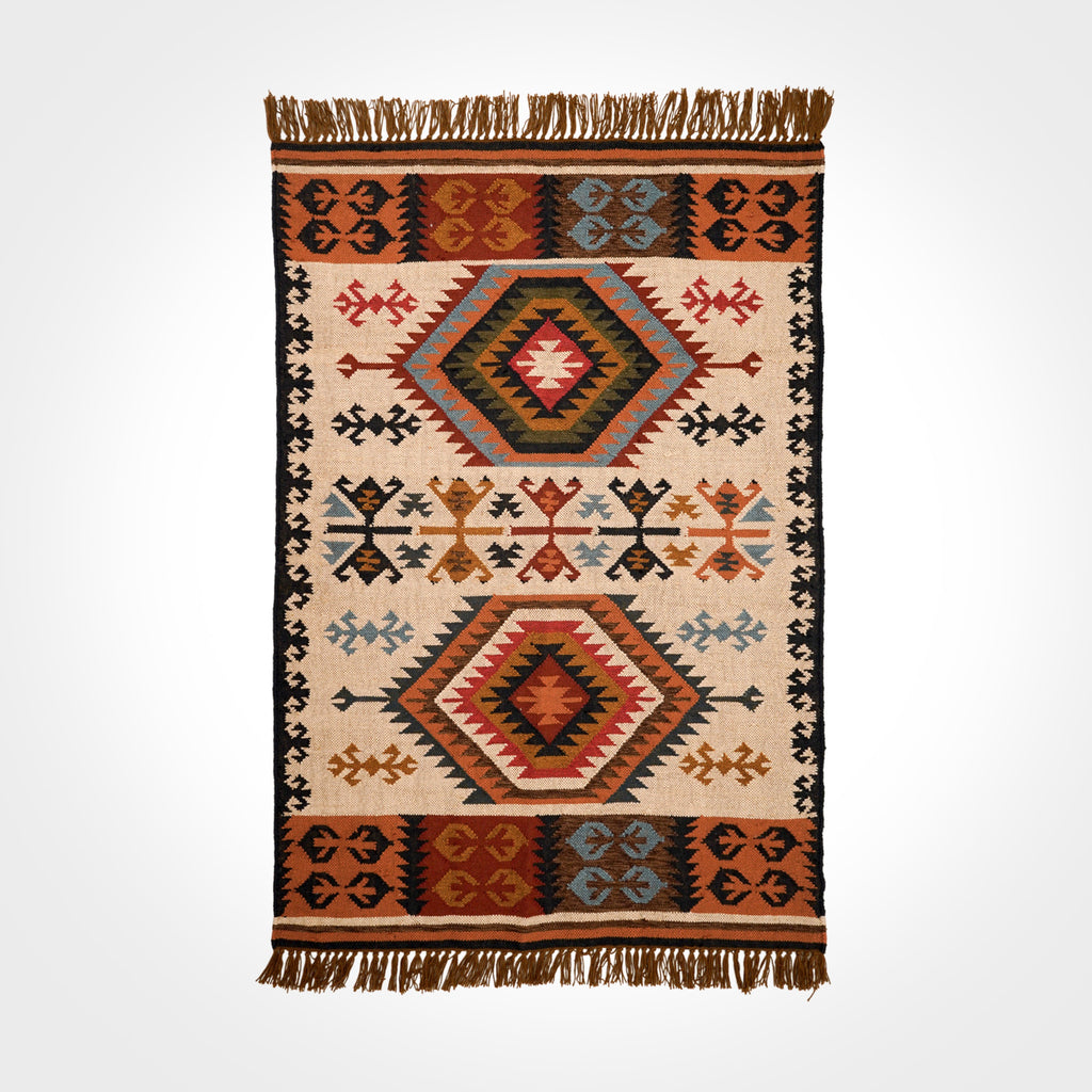 Beige Southwestern Navajo Kilim Rug Tribal Aztec inspired rug Vintage Native American Area rug, Custom made in any size