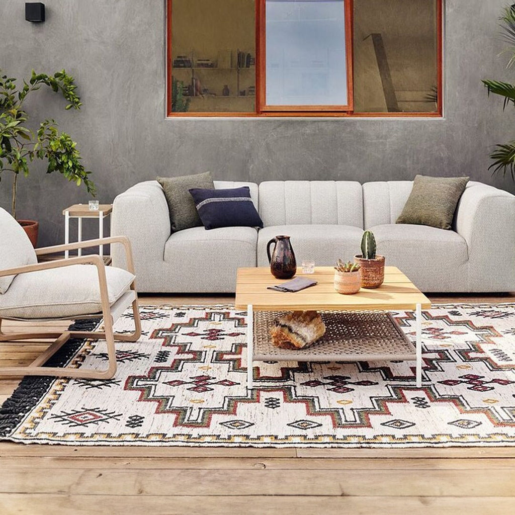 Handwoven Tribal Aztec Bohemian style Indoor outdoor kilim area rug, Sustainable Patio decor rug, Customization available