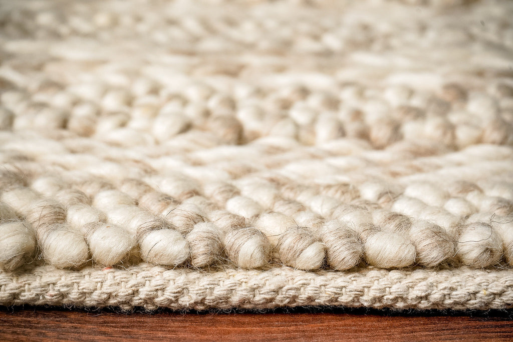 Handwoven Multi Patterned Chunky Scandinavian decor Indoor Wool Rug - Beige & cream, Customization available