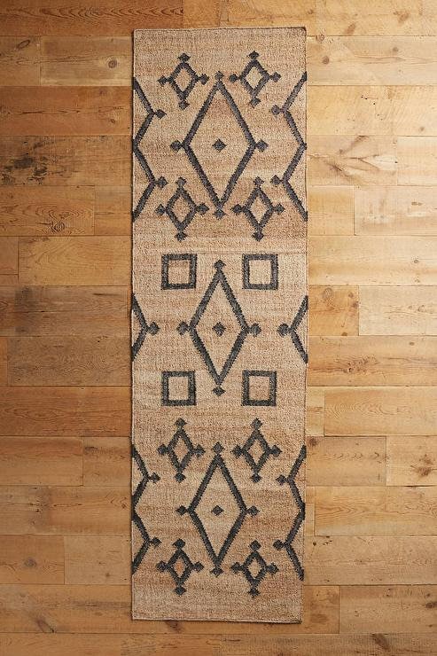 Handwoven Tribal motif Natural Bohemian Flat weave Summer room decor Jute area Rug, Custom made in all rug and runner size