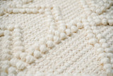 Abstract ivory chunky wool rug full view