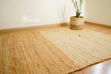 Natural white jute rug flat lay showing braided texture