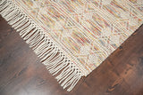 Chunky looped wool rug laid in a kids playroom
