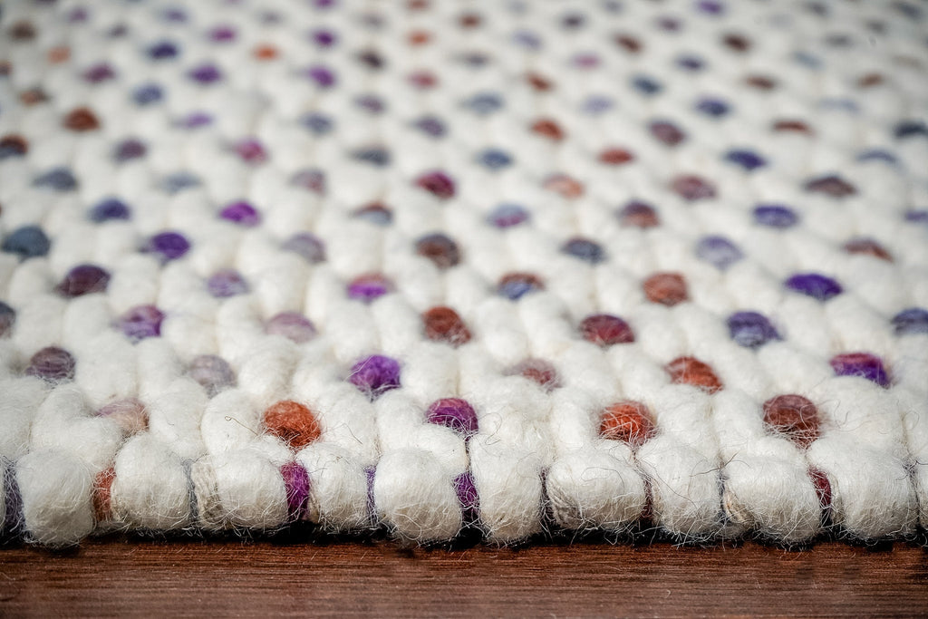 Hand woven Ivory purple blended Chunky Loop rug , Modern Scandinavian Indoor area rug, Custom made in all sizes