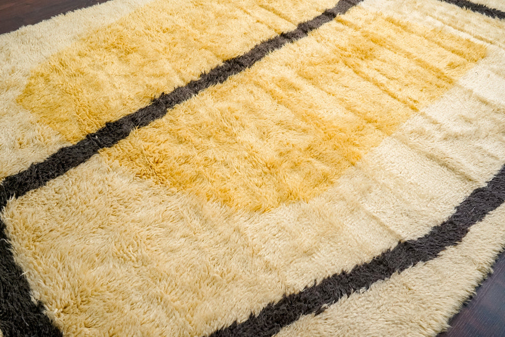 Hand knotted Abstract wall art Style Beige Yellow Moroccan Berber wool area rug, Premium Modern decor Inspired Beni Ourain rug, Custom made