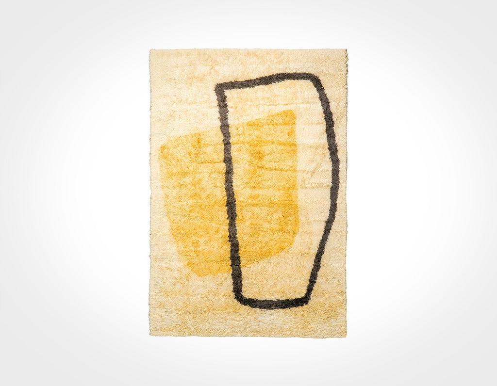 Hand knotted Abstract wall art Style Beige Yellow Moroccan Berber wool area rug, Premium Modern decor Inspired Beni Ourain rug, Custom made