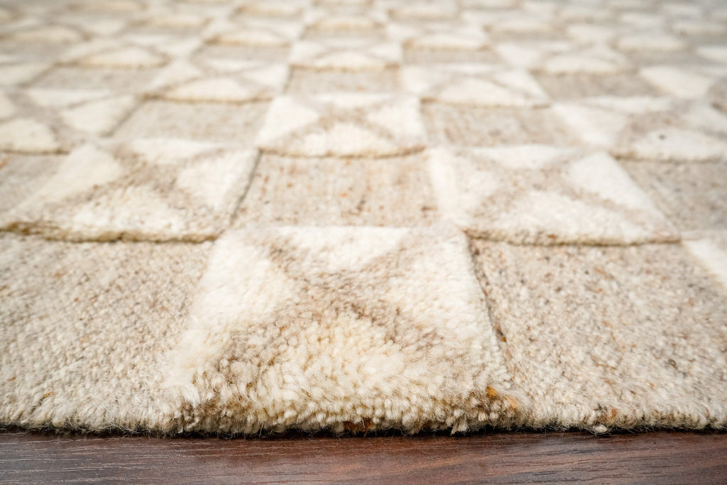 Abstract Scandinavian Style Handspun Taupe Wool Rug | Premium New Zealand Wool | Modern Geometric Decor | Hand-Knotted | Customizable