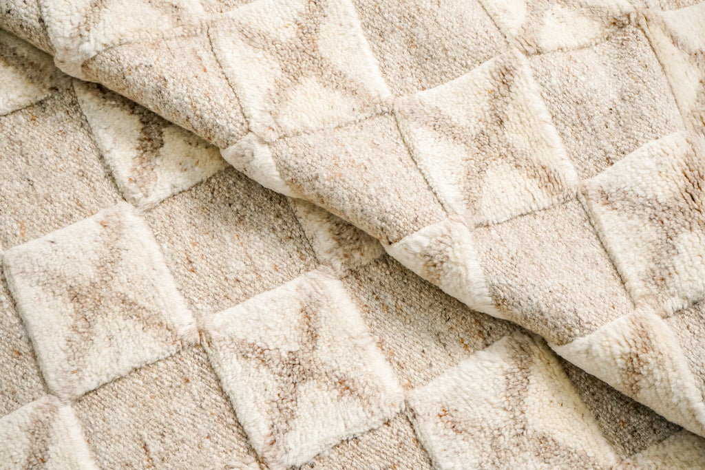 Abstract Scandinavian Style Handspun Taupe Wool Rug | Premium New Zealand Wool | Modern Geometric Decor | Hand-Knotted | Customizable