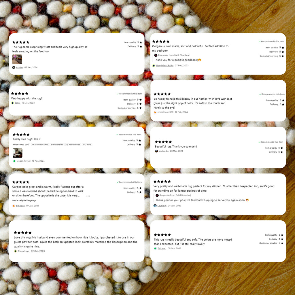 Multi Blend Chunky Looped Wool rug - Colourful Wool Carpet - Funky Decor for Kids Room, Pet Friendly, Customization available