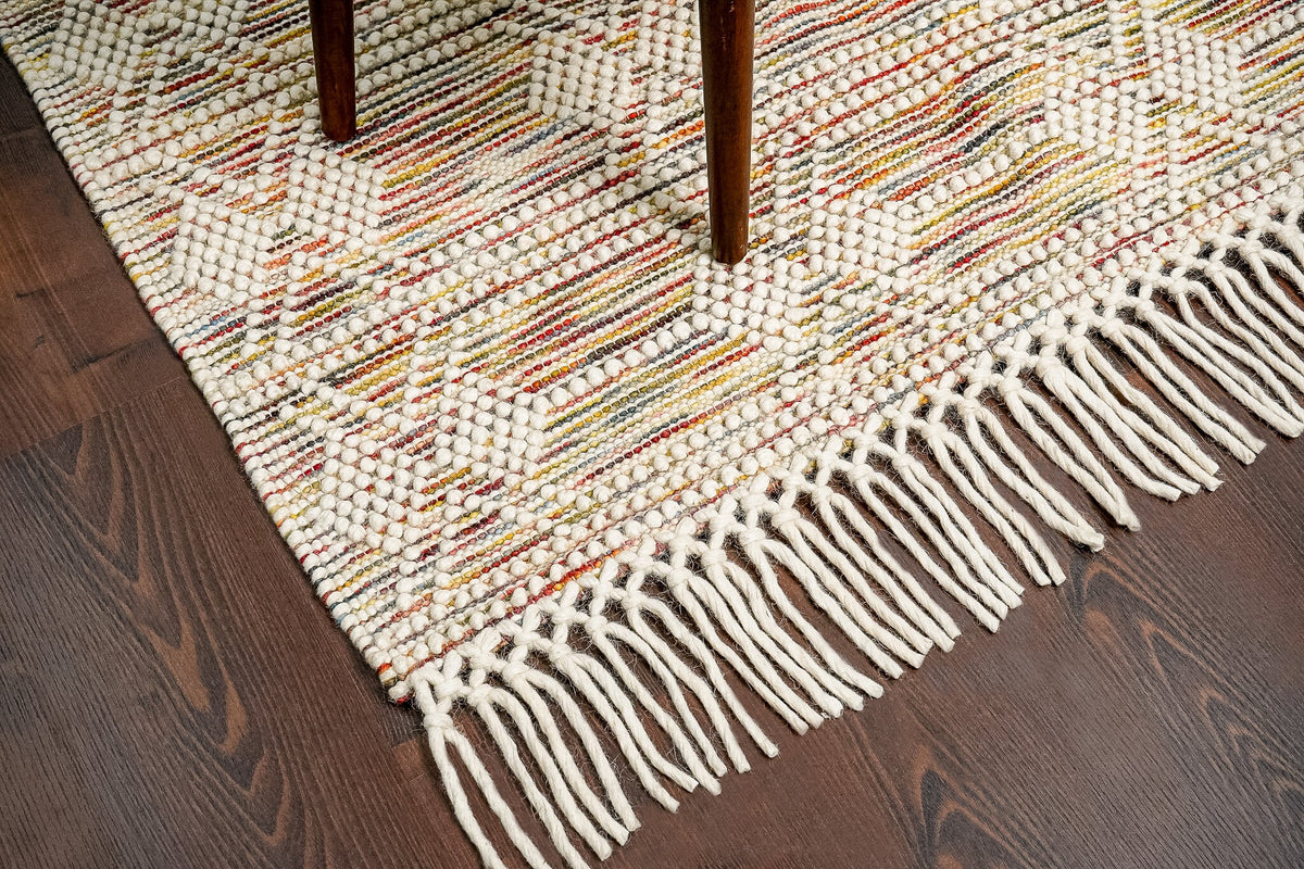 Chunky looped wool rug corner detail