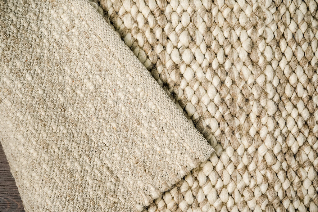 Handwoven Scandinavian Style Chunky Cashew Looped Taupe Wool Rug, Cozy Felted wool Beige Carpet, Customization available
