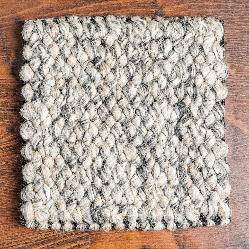 Hand woven Cashew Weave Chunky Looped Indoor Wool Rug - Grey Mix , Cozy Scandinavian decor performance Rug, Customization available