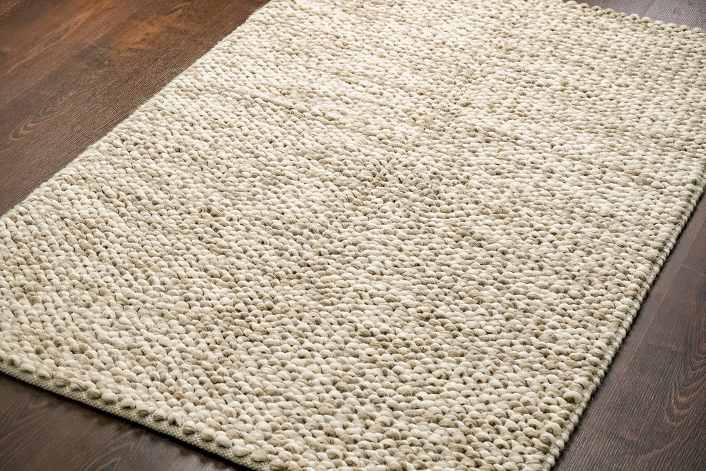 Handwoven Scandinavian Style Chunky Cashew Looped Taupe Wool Rug, Cozy Felted wool Beige Carpet, Customization available