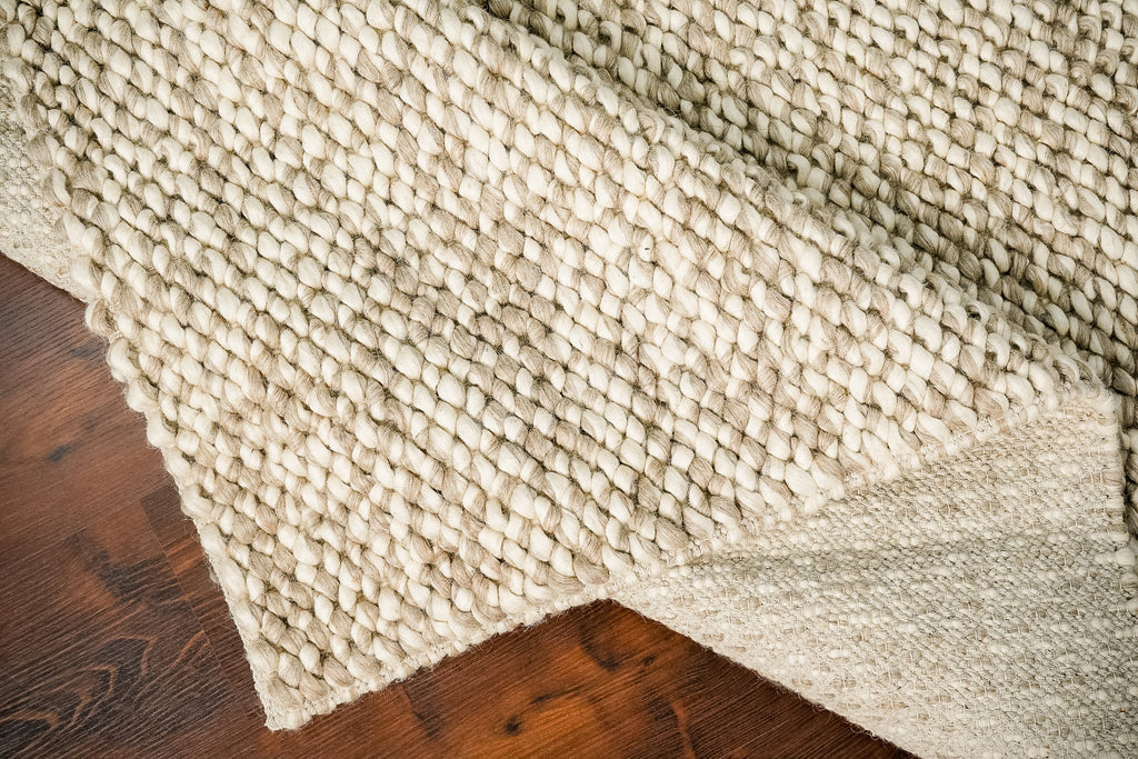Handwoven Scandinavian Style Chunky Cashew Looped Taupe Wool Rug, Cozy Felted wool Beige Carpet, Customization available