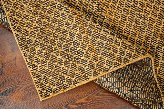 Handwoven honeycomb ribbed jute rug, flat lay view